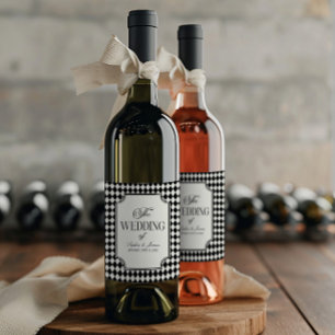 Étiquette Pour Bouteilles De Vin Mariage Vintage Noir Luxueux à l'Ancienne