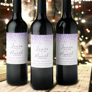 Étiquette Pour Bouteilles De Vin Mariage violet douche cascade art moderne
