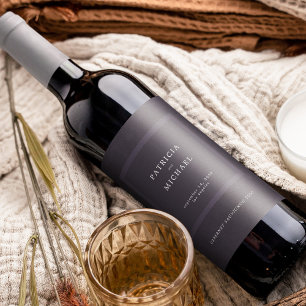 Étiquette Pour Bouteilles De Vin Mariage violet foncé simple élégant personnalisé