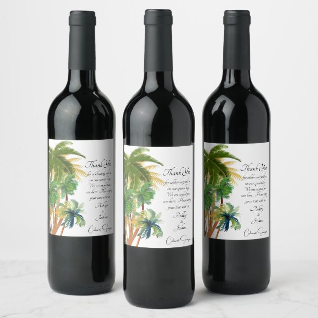 Étiquette Pour Bouteilles De Vin Mariages à Palm Tree Beach (Bouteilles)