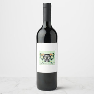 Étiquette Pour Bouteilles De Vin Mariée et marié de mariage de crâne jusqu'à la mor