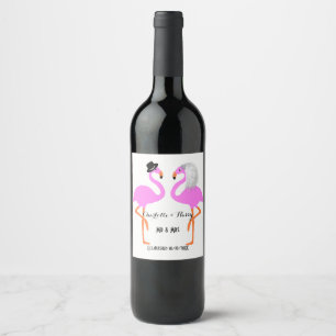 Étiquette Pour Bouteilles De Vin Mariée & marié flamant rose personnalisé