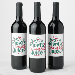 Étiquette Pour Bouteilles De Vin marrant maman jingle mot art Noël