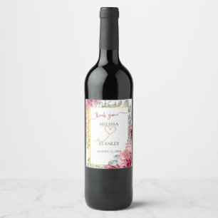 Étiquette Pour Bouteilles De Vin Marsala de Bourgogne rustique et Mariage floral ro