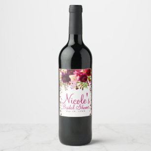 Étiquette Pour Bouteilles De Vin Marsala Floral Rose Doré Bourgogne Mariage Audacie