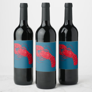 Étiquette Pour Bouteilles De Vin Marsden Hartley Homard rouge vintage sur fond noir