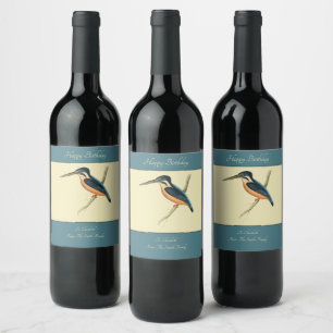 Étiquette Pour Bouteilles De Vin Martin-pêcheur d'Asie II