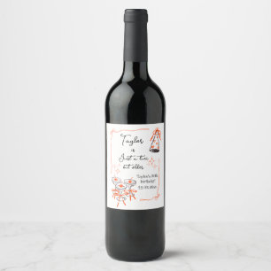Étiquette Pour Bouteilles De Vin Martini de 30e anniversaire vintage fantaisiste de
