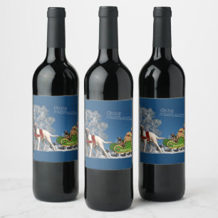 Étiquette Pour Bouteilles De Vin Mastiff anglais u Bouledogue français Joyeux Noël