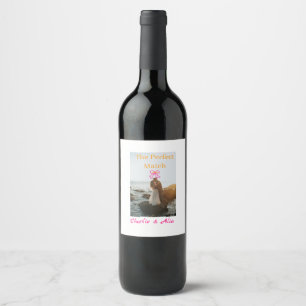 Étiquette Pour Bouteilles De Vin match parfait mariage couple photo retro rose