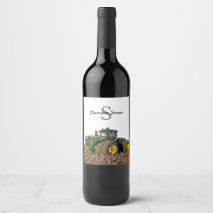 Étiquette Pour Bouteilles De Vin Matériel de labour de tracteur à monogramme person