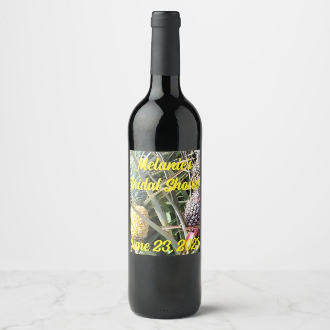 Étiquette Pour Bouteilles De Vin Maui Hawaii Ananas Merci (Devant)