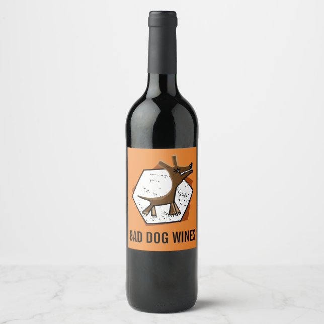 Étiquette Pour Bouteilles De Vin Mauvais chien (Devant)