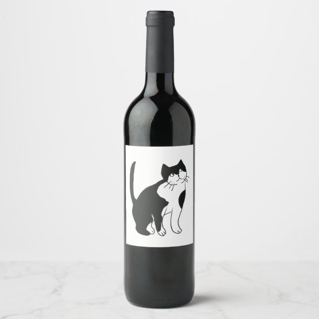 Étiquette Pour Bouteilles De Vin mauvais portrait de chat (Devant)