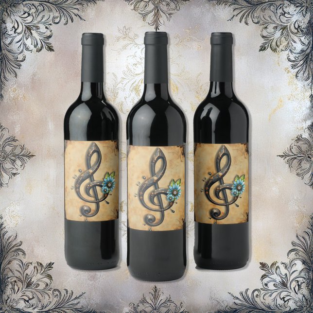 Étiquette Pour Bouteilles De Vin Mechanical  clef  (Créateur téléchargé)