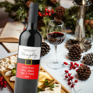 Étiquette Pour Bouteilles De Vin Méchant ou Gentil ? Drôle de costume de Père Noël