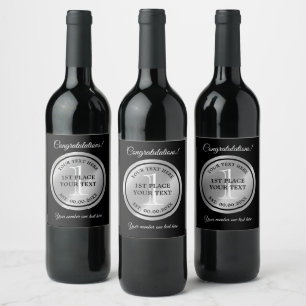 Étiquette Pour Bouteilles De Vin Médaille d'argent de prix de première place pour r