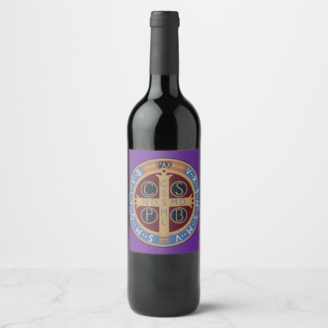 Étiquette Pour Bouteilles De Vin Médaille de saint Benoît (Devant)