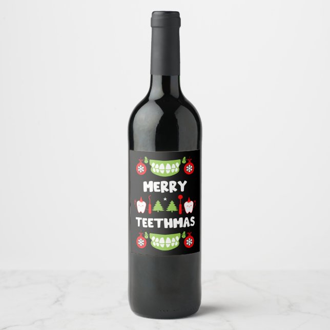 Étiquette Pour Bouteilles De Vin Médecin dentaire Xmas (Devant)