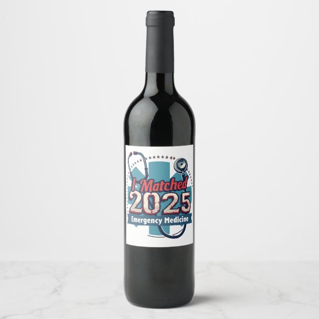 Étiquette Pour Bouteilles De Vin Médecine d'urgence 2025 (Devant)