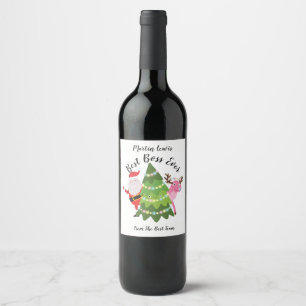 Étiquette Pour Bouteilles De Vin Meilleur Boss de noël étiquette de vin Personnalis