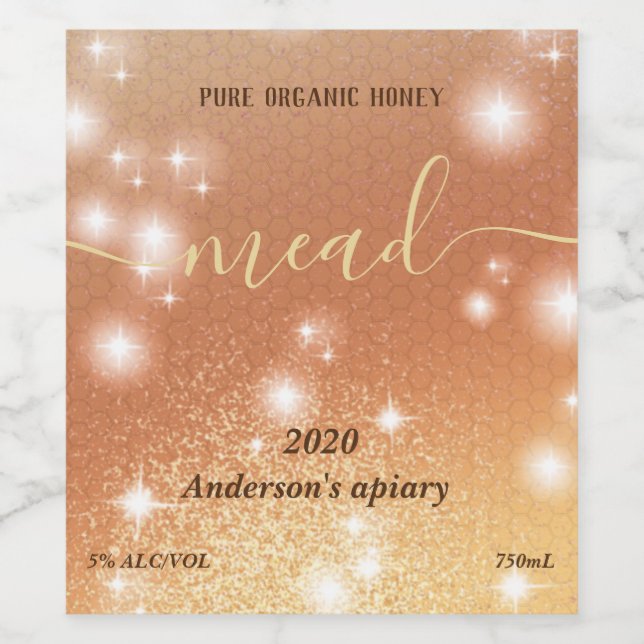 Étiquette Pour Bouteilles De Vin Meilleur combe de miel étincelant (Étiquettes simples)
