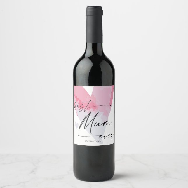Étiquette Pour Bouteilles De Vin Meilleure maman Joyeuse Fête des mères Cadeau pour (Devant)