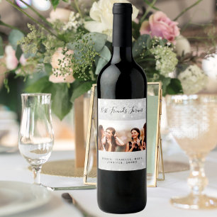 Étiquette Pour Bouteilles De Vin Meilleurs amis photo argent parties scintillant no