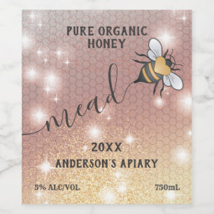 Étiquette Pour Bouteilles De Vin Mélange d'abeilles rousses