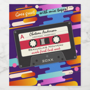 Étiquette Pour Bouteilles De Vin Mélange de cassettes bande 80s rétro personnalis