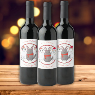 Étiquette Pour Bouteilles De Vin Meowy Christmas Cats