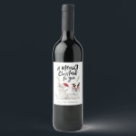 Étiquette Pour Bouteilles De Vin Meowy Christmas Cute Cats<br><div class="desc">Étiquette à vin à thème Noël mignon avec illustrations de deux chats siamois avec chapeau santa et bois. Le texte de typographie ci-dessus dit "un maigre Noël pour vous" avec des feuilles de pins des deux côtés. Personnalisez ce produit en ajoutant votre nom en bas.</div>