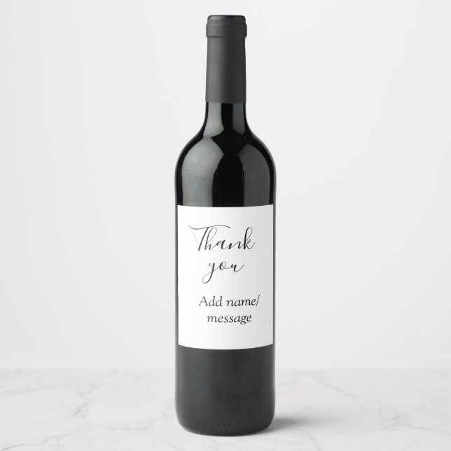Étiquette Pour Bouteilles De Vin Merci ajoutez un nom message simple calligraphie é (Devant)