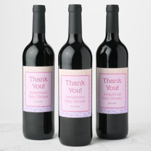 Étiquette Pour Bouteilles De Vin Merci de Baby shower rose ombre léopard