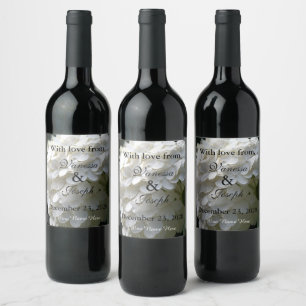 Étiquette Pour Bouteilles De Vin Merci de Mariage à la chaux blanche Hydrangea