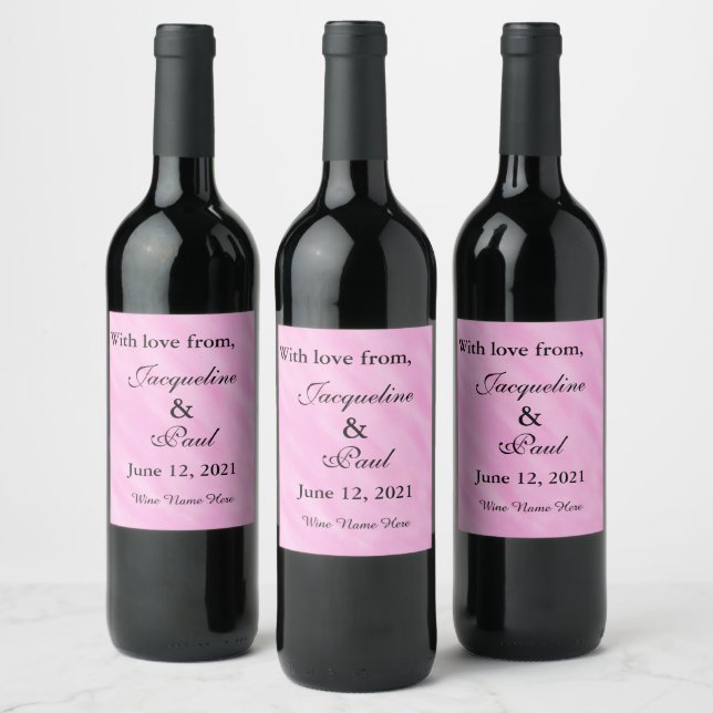 Étiquette Pour Bouteilles De Vin Merci de Mariage couleur rose vif (Bouteilles)