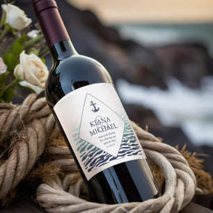 Étiquette Pour Bouteilles De Vin Merci de Mariage d'Ancre Blue Wave ID836