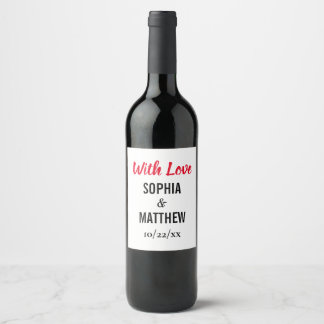 Étiquette Pour Bouteilles De Vin Merci De Mariage Simple Et Élégant Avec Amour