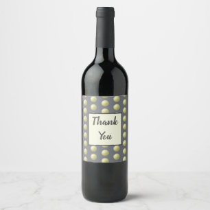 Étiquette Pour Bouteilles De Vin Merci Elegant Or et Gris Polka Dot