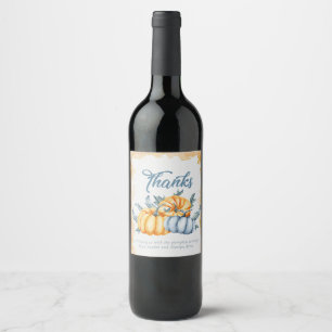 Étiquette Pour Bouteilles De Vin Merci fall aquarelle citrouille art personnalisé