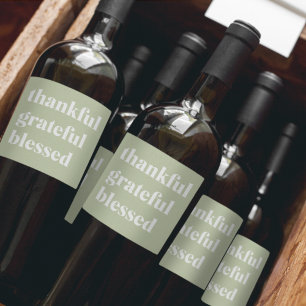 Étiquette Pour Bouteilles De Vin Merci gracieux béni Citation d'action de grâces
