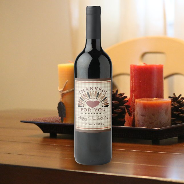 Étiquette Pour Bouteilles De Vin Merci MERCI POUR VOUS En vichy rustique (Créateur téléchargé)