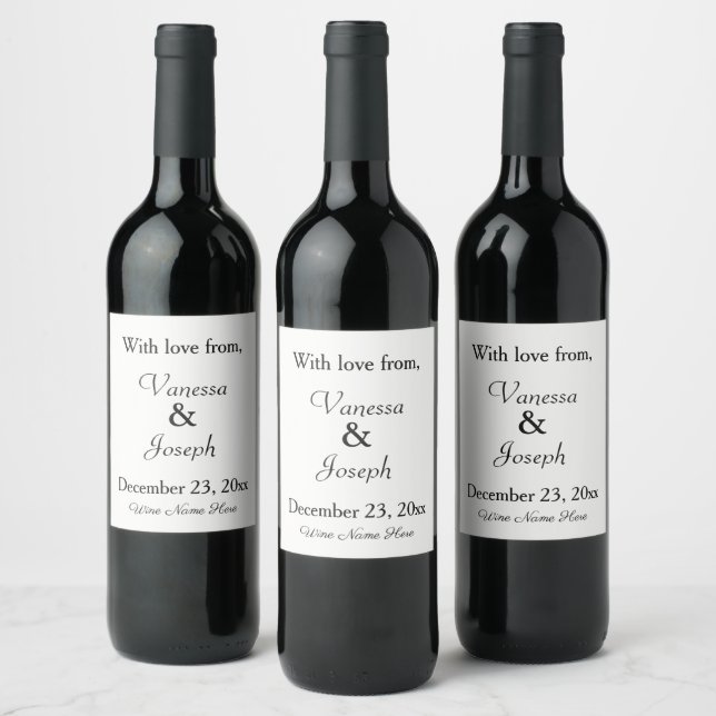 Étiquette Pour Bouteilles De Vin Merci noir blanc Mariage (Bouteilles)