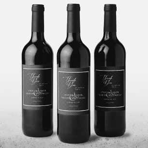 Étiquette Pour Bouteilles De Vin Merci noir de classe moderne