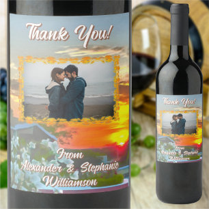 Étiquette Pour Bouteilles De Vin Merci Sunset 2295