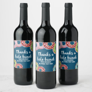Étiquette Pour Bouteilles De Vin Merci un tas de beignet de trou personnalisé