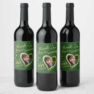 Étiquette Pour Bouteilles De Vin Merci vert pour la Fête de la graduation future Fa
