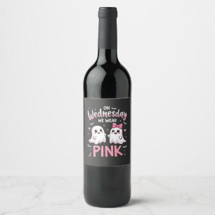Étiquette Pour Bouteilles De Vin Mercredi, Nous Portons Le Crâne D'Halloween Éffray
