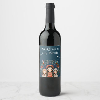 Étiquette Pour Bouteilles De Vin Mère et filles de Noël Hygge Wreath