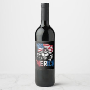 Étiquette Pour Bouteilles De Vin Merica Bigfoot Drapeau américain 4 juillet patriot